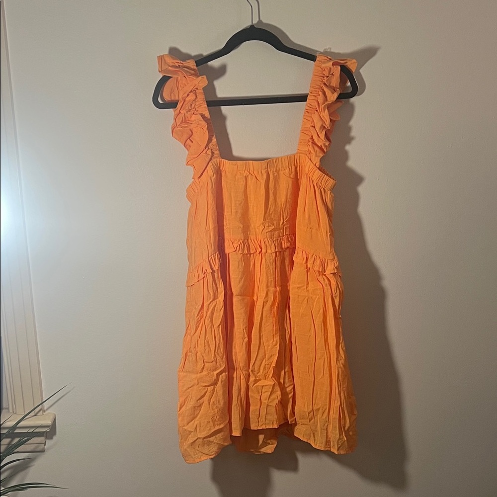 Vibrant Orange Ruffled Mini Dress - Picture 3 of 3